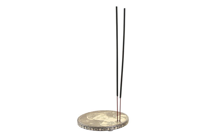 DKD Home Decor Soporte para Incienso Buddha Champán 10x10x1 cm