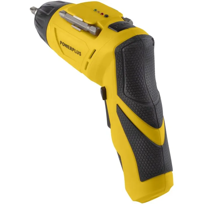 Powerplus Destornillador Eléctrico 4V POWX00406 con Luz LED, Mango Ajustable y Portapuntas Hexagonal Magnético