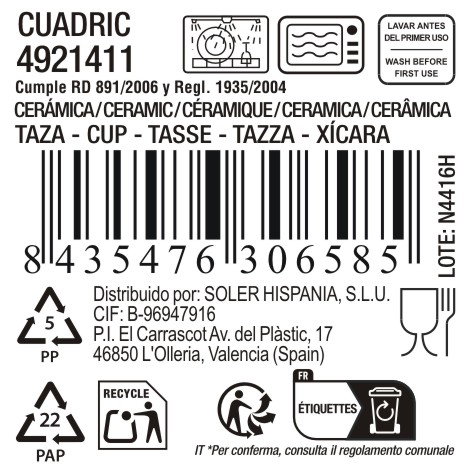 Inde Taza Cafe Cortado 220 cc Cuadric Mediana (24 Unidades)