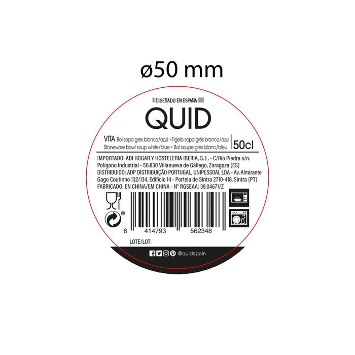 Bol Cerámico Vita Quid 50 cL (12 Unidades)