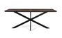 GINER Y COLOMER Mesa de Comedor 180 cm, Madera de Teca Reciclada con Patrón de Marquetería Radial y Base de Patas en X de Hierro Negro