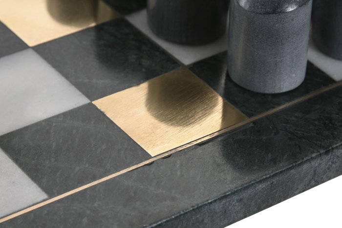 DKD Home Decor Juego De Mesa Moderno Verde Blanco Marmol Laton 35.5 x 1.5 x 35.5 cm