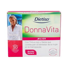 DIETISA Donnavita 30Cap. Complemento Alimenticio para el Bienestar Femenino en la Menopausia con Isoflavonas de Soja, Trébol Rojo, Salvia y Vitamina E