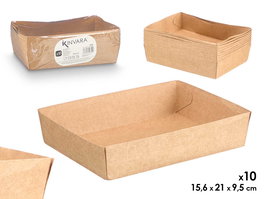 Kinvara Set 10 Bandejas Servicio Kraft Marron 21x16x4.5 cm Papel (Set de 24)