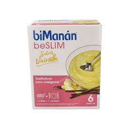BIMANAN Natillas Sustitutivas Vainilla 6 Sobres Control de Peso con Vitaminas y Minerales