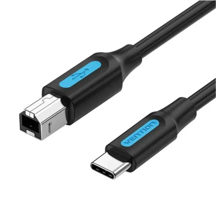Vention CQUBH Cable USB 2.0 Tipo-C a Tipo-B, Macho a Macho, 480 Mbps, 2 Metros, Color Negro