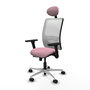 PIQUERAS Y CRESPO Silla de oficina Zulema Rosa y Blanca con Brazos 3D