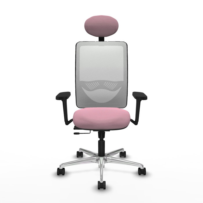 PIQUERAS Y CRESPO Silla de oficina Zulema Rosa y Blanca con Brazos 3D