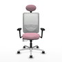 PIQUERAS Y CRESPO Silla de oficina Zulema Rosa y Blanca con Brazos 3D