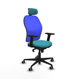 PIQUERAS Y CRESPO Silla de oficina Jorquera con mecanismo Sincro, Tela Turquesa y Malla Azul