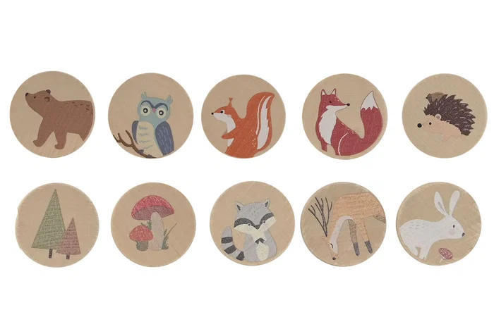 DKD Home Decor Juego De Mesa Infantil Educativo Multicolor Madera Set de 21 Piezas 6.5 x 4 x 19 cm