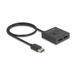 DeLOCK DisplayPort Switch 2 auf 1 bidirektional 8K, Conmutador 2 a 1 Bidireccional DisplayPort 8K 60Hz HDR, Resolución 7680x4320, Negro