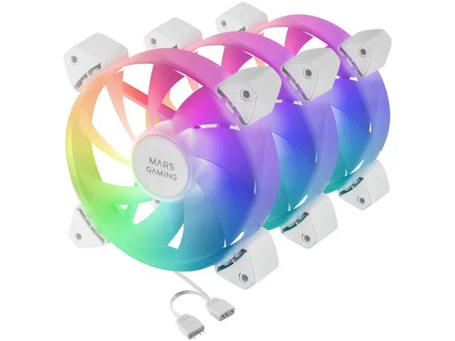 Mars Gaming Kit 3 ventiladores auxiliares ARGB 120mm MF-3A blanco iluminación 360º compatibilidad total
