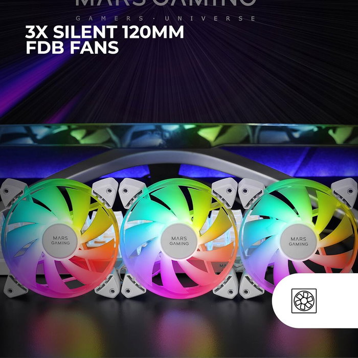 Mars Gaming Kit 3 Ventiladores MF-3A Blanco 120mm ARGB