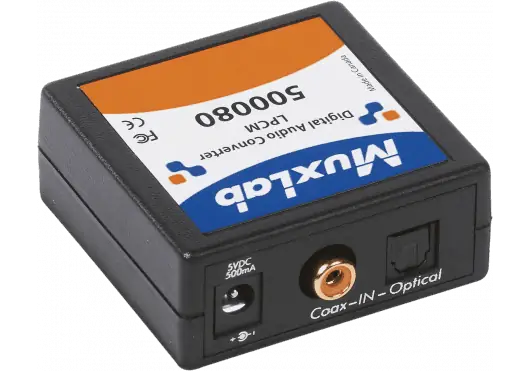 Muxlab Convertidor de Audio Digital S/Pdif Toslink a RCA con Alimentación Externa