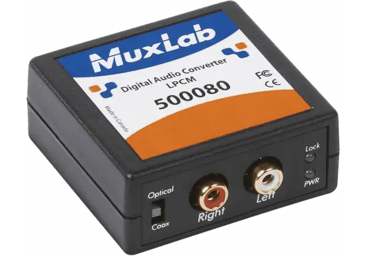 Muxlab Convertidor de Audio Digital S/Pdif Toslink a RCA con Alimentación Externa