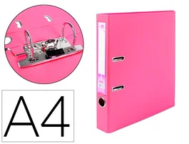 Liderpapel Archivador de Palanca A4 Documenta Forrado PVC Rado Lomo 52 mm Rosa con Compresor Metálico