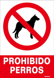 Señal luminiscente Prohibido perros 21x30 RD40033