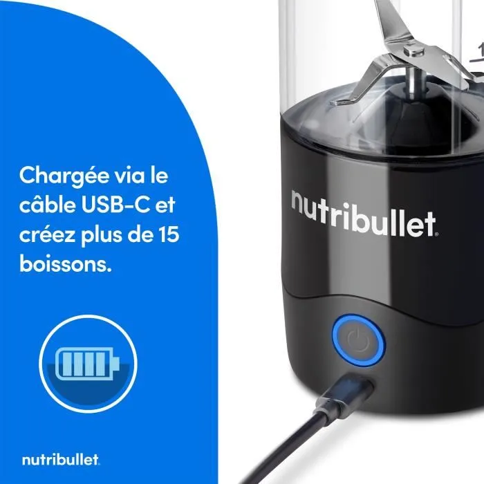 Nutribullet NBP003B Licuadora Portátil 100W 0,475L Libre de BPA Negra Incluye Botella de Agua