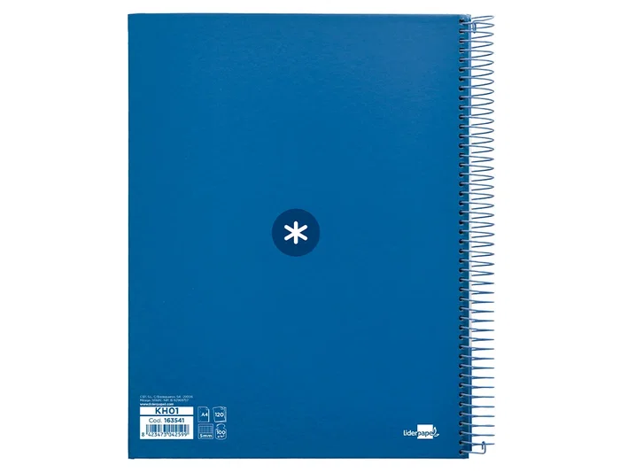 Antartik Cuaderno espiral A4 micro forrado 120 hojas 90gr cuadro 5mm 5 bandas azul marino