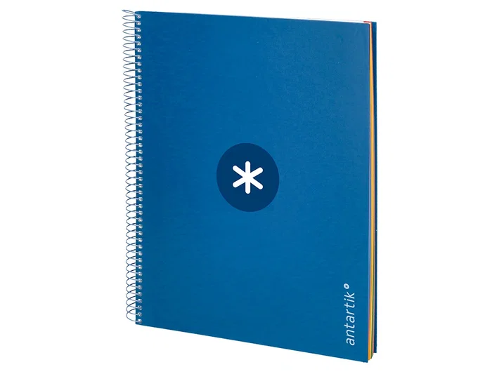 Antartik Cuaderno espiral A4 micro forrado 120 hojas 90gr cuadro 5mm 5 bandas azul marino