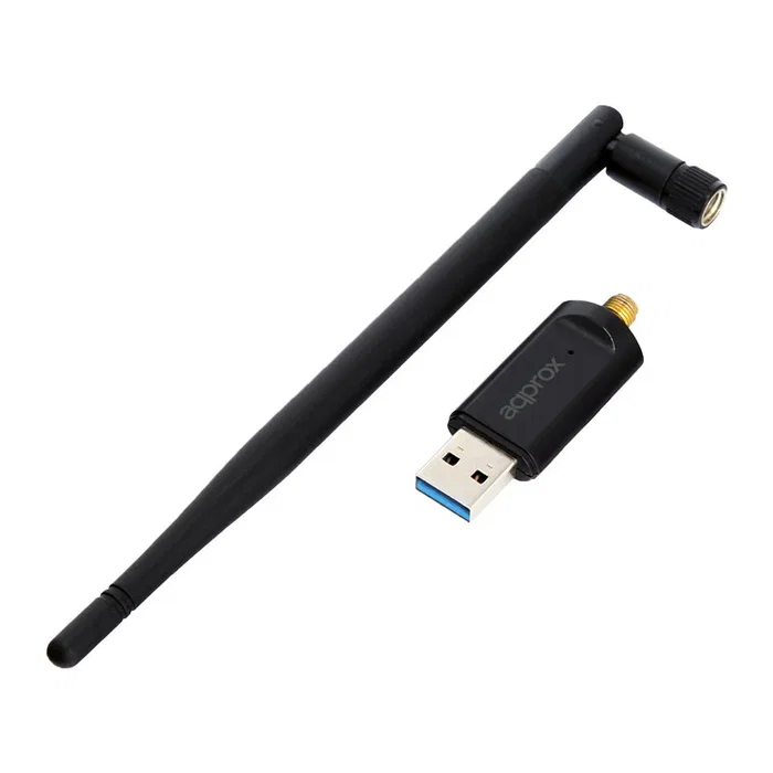 Approx APPUSB1200DA - Adaptador USB WiFi 1200 Mbps Dual Band (2.4GHz/5GHz) USB 3.0, Wi-Fi 5 (802.11ac), Antena Desmontable, Compatible con Windows/Mac/Linux