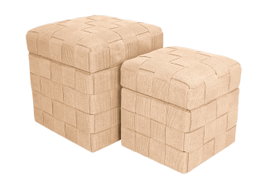 DKD Home Decor Set de 2 Reposapiés Beige con Tapa