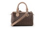 Vince Camuto Bolso de mano monograma marrón, polipiel, 21x13x13 cm