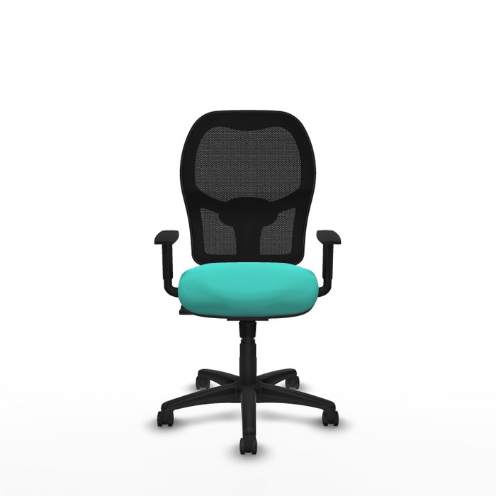 PIQUERAS Y CRESPO Alocén Silla de oficina con mecanismo sincro, malla negra y asiento turquesa PIQUERAS Y CRESPO Alocén Silla de oficina con mecanismo sincro, malla negra y asiento turquesa