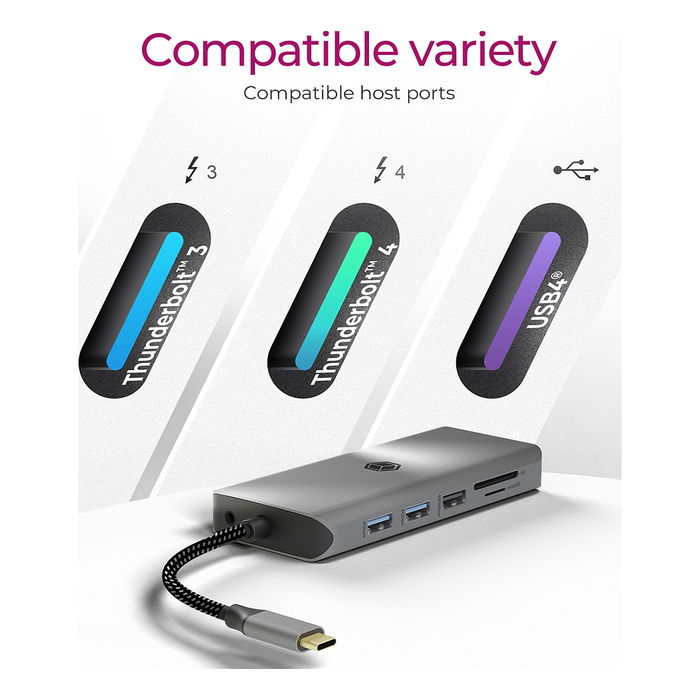 ICY BOX IB-DK4061-CPD USB-C Docking Station con Carga PD de 100W y Múltiples Puertos