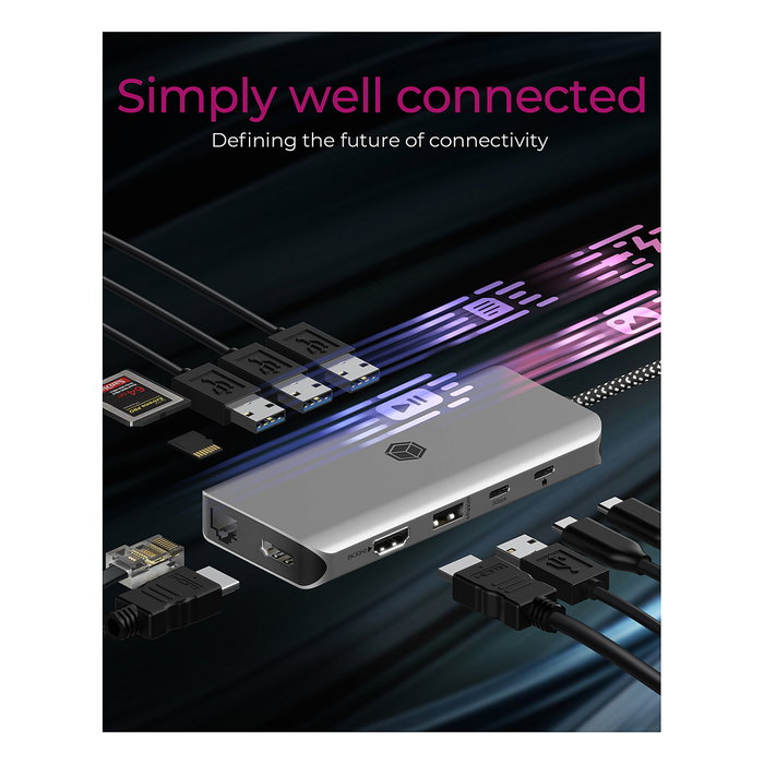ICY BOX IB-DK4061-CPD Docking Station 12 en 1 USB-C 100W PD Gris ICY BOX IB-DK4061-CPD Docking Station 12 en 1 USB-C 100W PD Gris