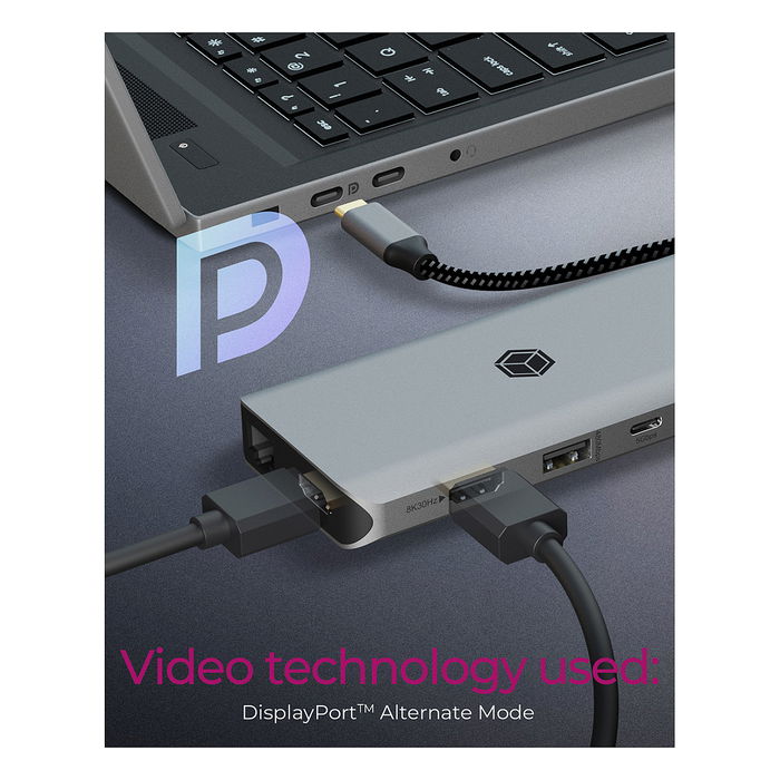 ICY BOX IB-DK4061-CPD USB-C Docking Station con Carga PD de 100W y Múltiples Puertos