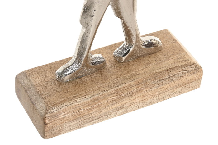 DKD Home Decor Set de 2 Figuras de Gallo Gris y Marrón en Aluminio y Mango