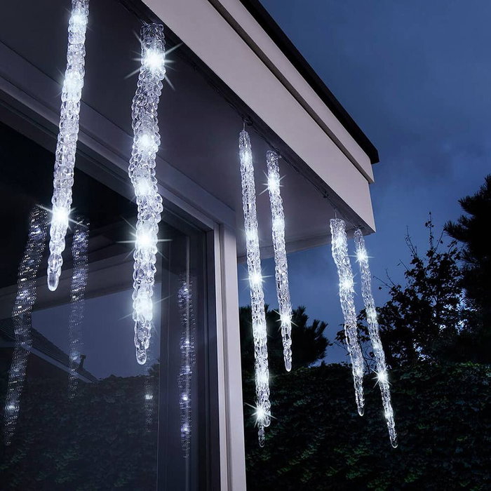 Lumineo Cortina LED Carámbanos 60 LEDs Luz Fría Exterior 3,6 m