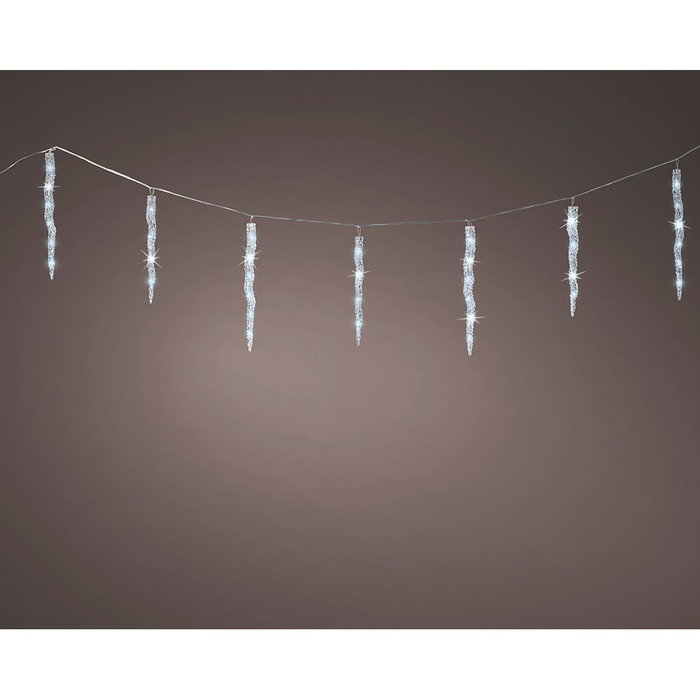 Lumineo Cortina Led Carámbanos 60 Leds Luz Fría Exterior 3,6m IP44 Temporizador Conectable