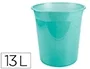 Liderpapel Papelera de plástico 13 litros menta translucido 275x285 mm