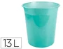 Liderpapel Papelera de plástico 13 litros menta translucido 275x285 mm