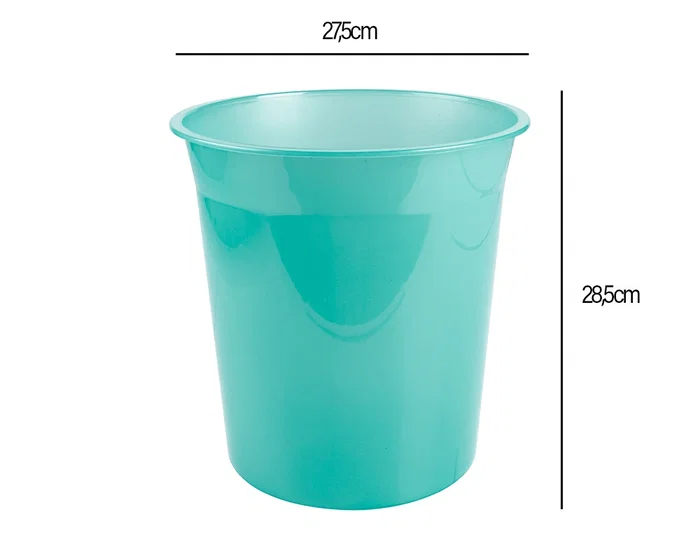 Liderpapel Papelera de plástico 13 litros menta translucido 275x285 mm