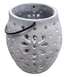 DKD Home Decor Portavelas de Cemento Gris 17x17x19 cm