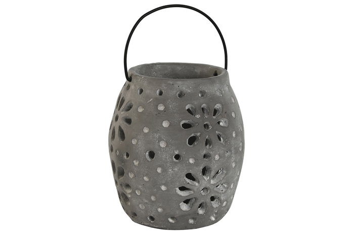 DKD Home Decor Portavelas de Cemento Gris 17x17x19 cm