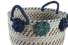 DKD Home Decor Cesta Mediterraneo Multicolor Set de 3, 46 x 44 x 34 cm