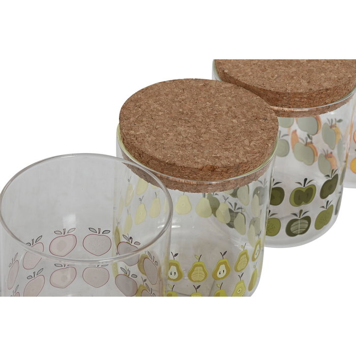 DKD Home Decor Pack de 4 Botes de Borosilicato 700ml Diseño Frutas