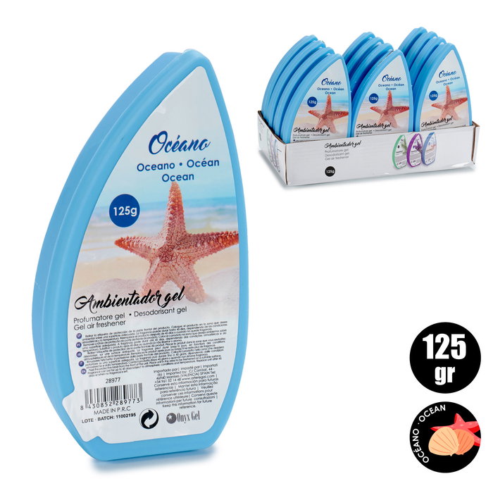 Acorde Ambientador Gel Oceano 125 gr - Dimensiones 3.5x14.5x8 cm (Set de 48)