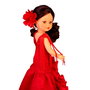 Famosa Nal02000 Muñeca Nancy Colección Flamenca Reedición, vestido raso rojo sin mangas y flecos, coleta rizada con flor, +6 años
