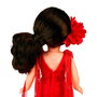 Famosa Nal02000 Muñeca Nancy Colección Flamenca Reedición, vestido raso rojo sin mangas y flecos, coleta rizada con flor, +6 años