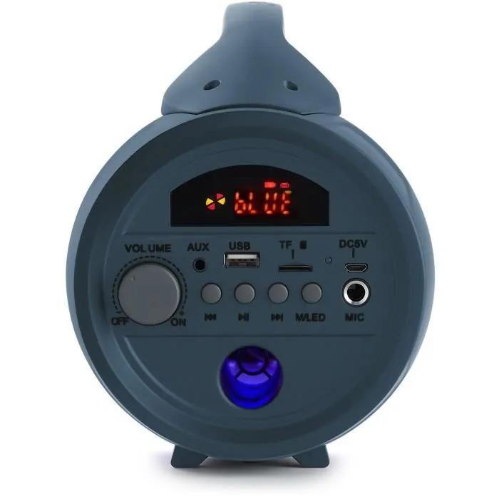 Bigben Interactive PARTYBTLITEDB Altavoz Inalámbrico Bluetooth con Micrófono y Efectos de Luz, 50W, Azul Oscuro