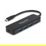 DeLOCK Hub USB-C 4 Puertos USB 3.2 Gen 1 + 1 USB-C con Power Delivery de 85W, Negro, Metal - Hub USB Tipo C con 5 Puertos y Carga Rápida