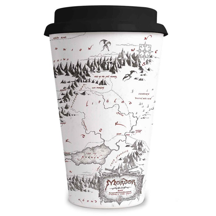 SD TOYS Taza Viaje El Señor de los Anillos Mapa de Mordor 400ml Vaso para Café