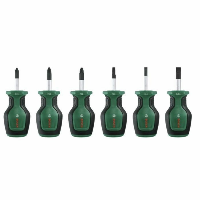 Bosch Juego de 6 destornilladores cortos PH/PZ/TX/Flat Bosch Juego de 6 destornilladores cortos PH/PZ/TX/Flat