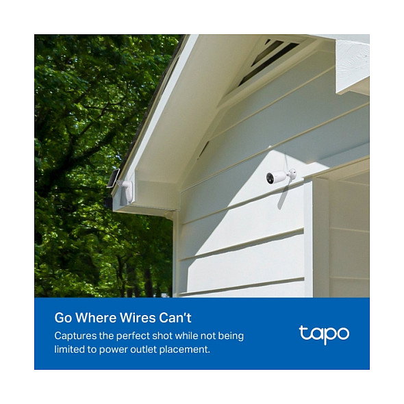 TP-Link Tapo C425 Kit (EU) - Cámara de Seguridad Exterior IP Inalámbrica Solar, 4MP, Blanco, Forma Bala, con Montaje para Techo/Pared